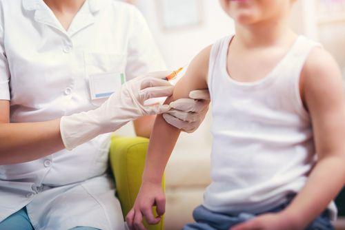 Child getting measles vaccine