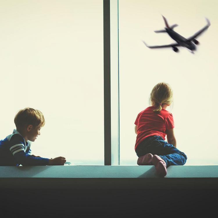 Children airport window